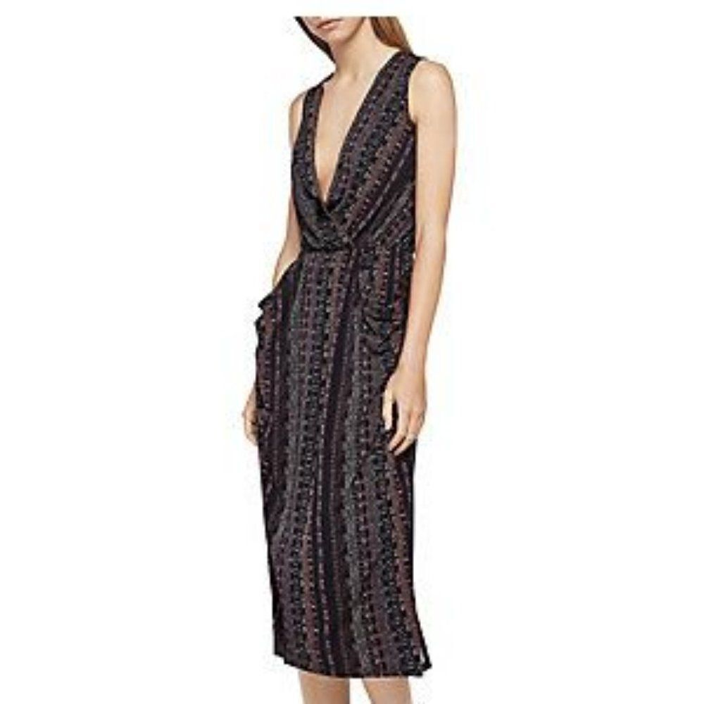 BCBGeneration Geo Print Surplice Midi Dress (NWT)